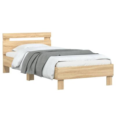 vidaXL Bedframe met hoofdbord zonder matras sonoma eiken 90x190 cm