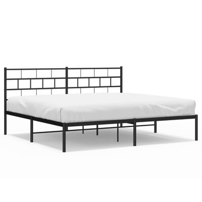 vidaXL Bedframe met hoofdbord metaal zwart 183x213 cm