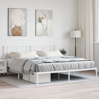 vidaXL Bedframe met hoofdbord metaal wit 180x200 cm