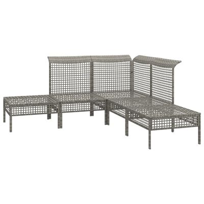 vidaXL 5-delige Loungeset met kussens poly rattan grijs