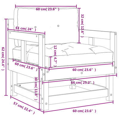 vidaXL Tuinstoelen 2 st met kussens geïmpregneerd grenenhout