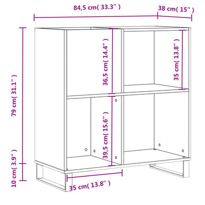 vidaXL Platenkast 84,5x38x89 cm bewerkt hout sonoma eikenkleurig