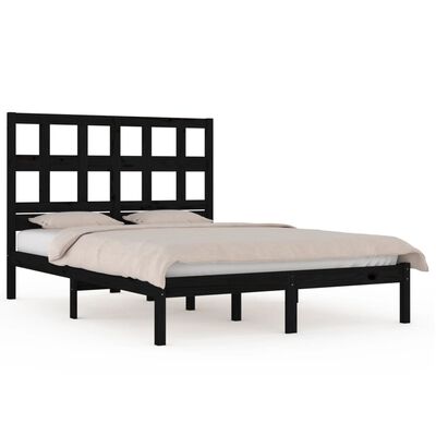 vidaXL Bedframe massief hout zwart 180x200 cm