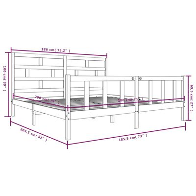 vidaXL Bedframe massief grenenhout wit 180x200 cm