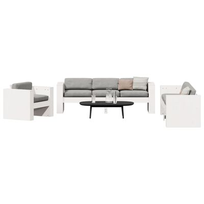 vidaXL 2-delige Loungeset massief grenenhout wit