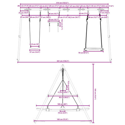 vidaXL Schommelset met schommel, trapeze en nestschommel