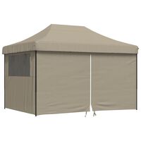 vidaXL Partytent inklapbaar pop-up met 4 zijwanden taupe