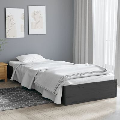 vidaXL Bedframe massief hout grijs 75x190 cm