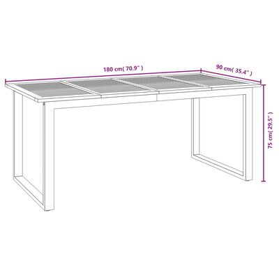 vidaXL 7-delige Tuinset massief acaciahout en metaal