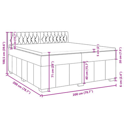 vidaXL Boxspring met matras stof donkergrijs 200x200 cm