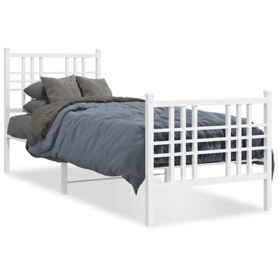 vidaXL Bedframe met hoofd- en voeteneinde metaal wit 80x200 cm