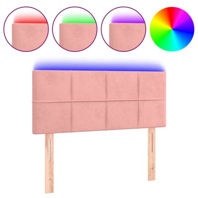 vidaXL Hoofdbord LED 100x5x78/88 cm fluweel roze