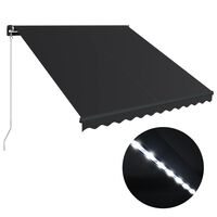 vidaXL Luifel handmatig uittrekbaar met LED 300x250 cm antraciet