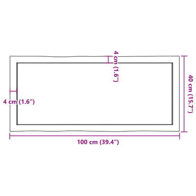 vidaXL Tafelblad natuurlijke rand 100x40x(2-6) cm eikenhout lichtbruin