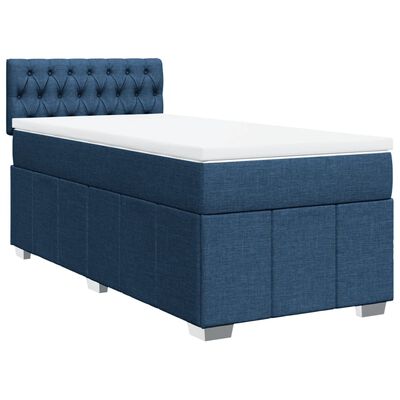 vidaXL Boxspring met matras stof blauw 90x190 cm