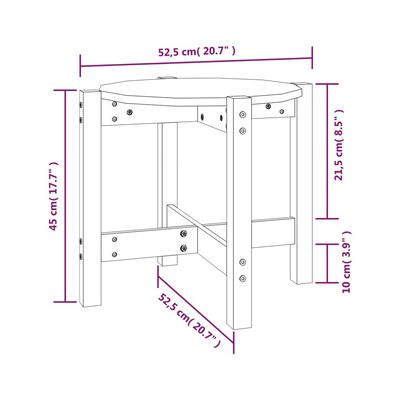 vidaXL Salontafel Ø 52,5x45 cm massief grenenhout wit