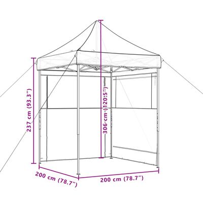 vidaXL Partytent inklapbaar pop-up met 2 zijwanden taupe