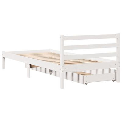 vidaXL Bedframe zonder matras massief grenenhout wit 75x190 cm