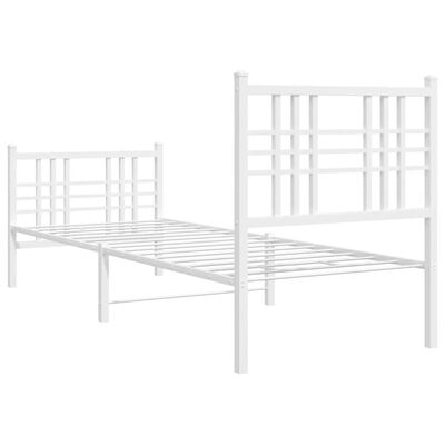 vidaXL Bedframe met hoofd- en voeteneinde metaal wit 75x190 cm