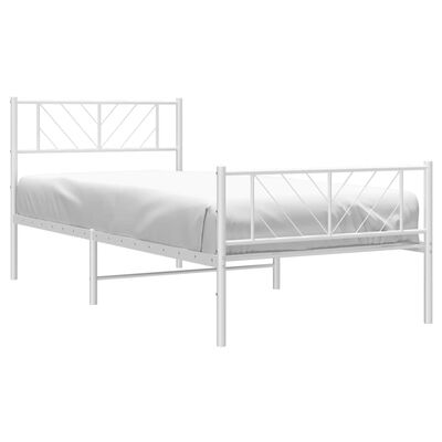 vidaXL Bedframe met hoofd- en voeteneinde metaal wit 107x203 cm