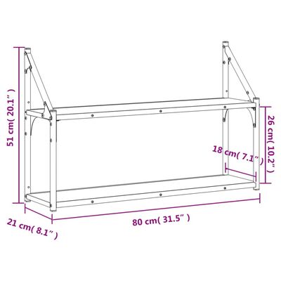 vidaXL Wandrek 2-laags 80x21x51 cm bewerkt hout sonoma eikenkleurig