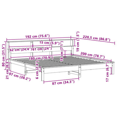 vidaXL Bedframe zonder matras massief grenenhout wit 180x200 cm