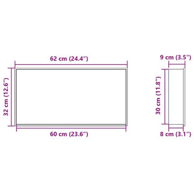 vidaXL Douchenis 62x32x9 cm roestvrijstaal geborsteld zilverkleurig