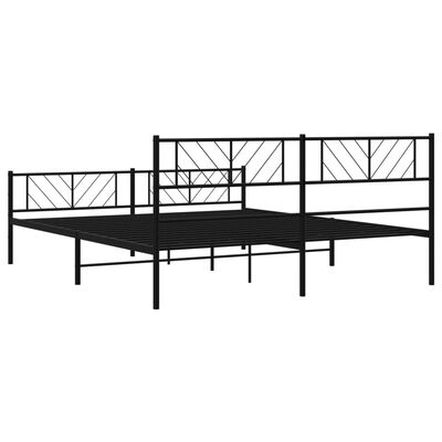 vidaXL Bedframe met hoofd- en voeteneinde metaal zwart 200x200 cm