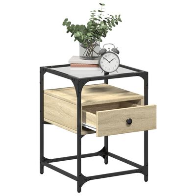 vidaXL Nachtkastjes 2 st 40x40x55 cm bewerkt hout sonoma eikenkleurig