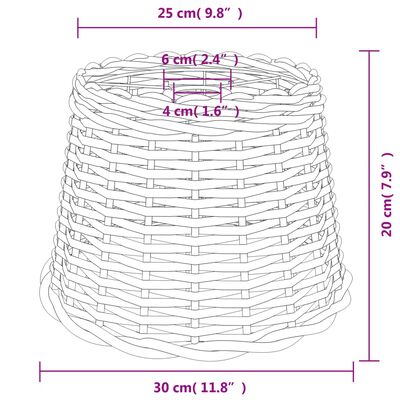 vidaXL Plafondlampenkap Ø30x20 cm wicker wit