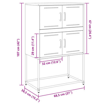 vidaXL Dressoir 68,5x38,5x107 cm staal wit