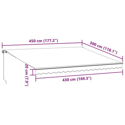 vidaXL Luifel handmatig uittrekbaar 450x300 cm bruin