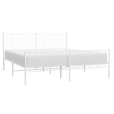 vidaXL Bedframe met hoofd- en voeteneinde metaal wit 200x200 cm