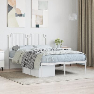 vidaXL Bedframe met hoofdbord metaal wit 120x190 cm