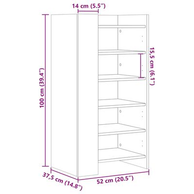 vidaXL Schoenenkast 52x37,5x100 cm bewerkt hout betongrijs