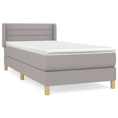 vidaXL Boxspring met matras stof lichtgrijs 90x190 cm