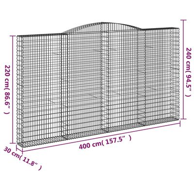 vidaXL Schanskorven 25 st gewelfd 400x30x220/240 cm ijzer