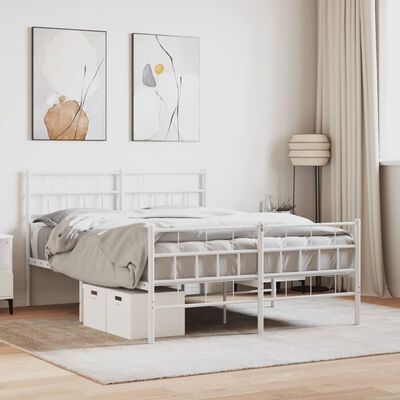 vidaXL Bedframe met hoofd- en voeteneinde metaal wit 140x200 cm