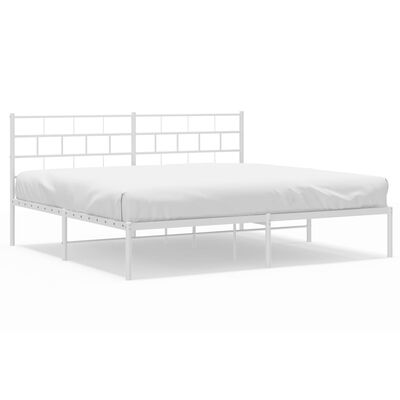 vidaXL Bedframe met hoofdbord metaal wit 200x200 cm