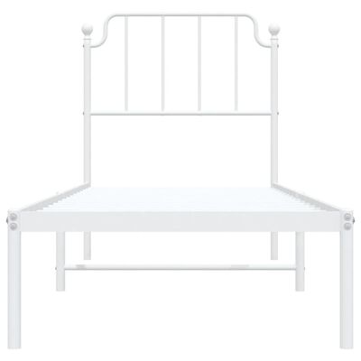 vidaXL Bedframe met hoofdbord zonder matras metaal wit 75x190 cm