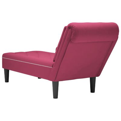 vidaXL Chaise longue met kussen en rechterarmleuning fluweel wijnrood