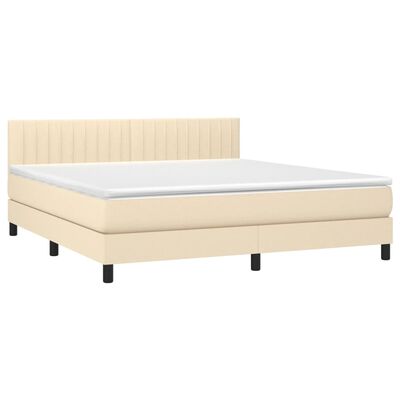 vidaXL Boxspring met matras stof crèmekleurig 180x200 cm