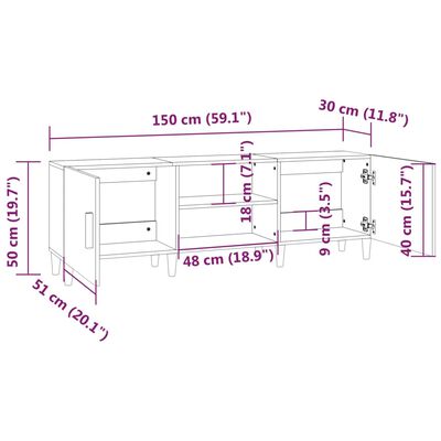 vidaXL Tv-meubel 150x30x50 cm bewerkt hout wit