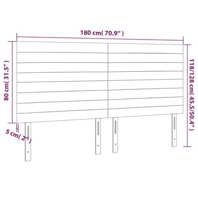 vidaXL Hoofdbord LED 180x5x118/128 cm fluweel donkerblauw