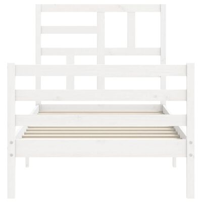 vidaXL Bedframe met hoofdbord massief hout wit 90x200 cm