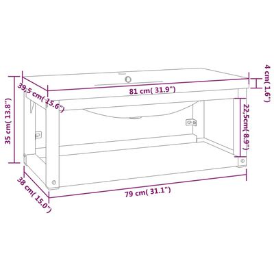 vidaXL Wastafelframe met inbouwwastafel ijzer zwart