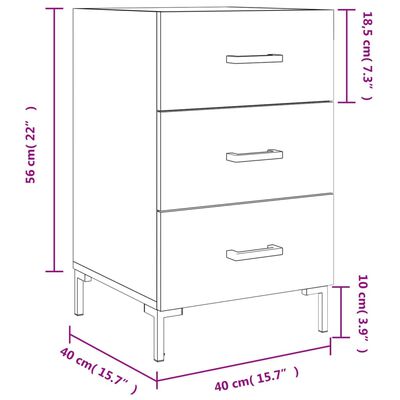 vidaXL Nachtkastje 40x40x66 cm bewerkt hout hoogglans wit