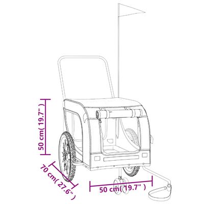 vidaXL Hondenfietstrailer oxford stof en ijzer grijs en zwart