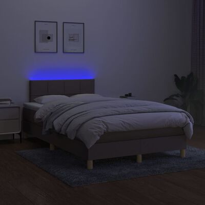 vidaXL Boxspring met matras en LED stof taupe 120x190 cm