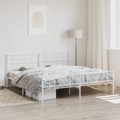 vidaXL Bedframe met hoofd- en voeteneinde metaal wit 180x200 cm